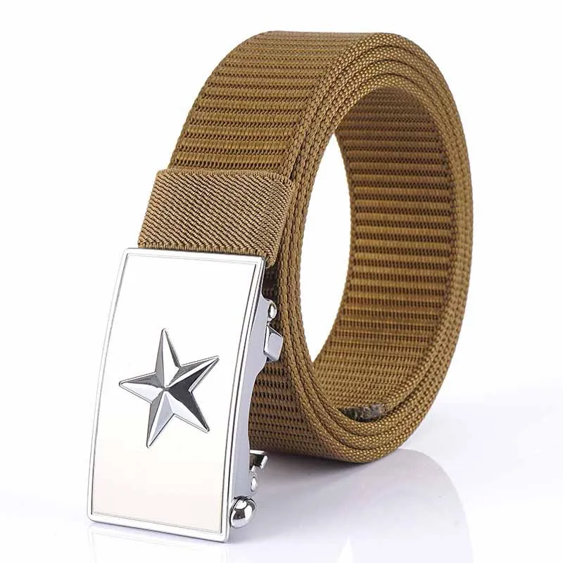 New Width 3.5 CM Inside Wear Nylon Belt Toothless Automatic Buckle Design Belt Outdoor Tooling Tactical Men Woven Belt A3277