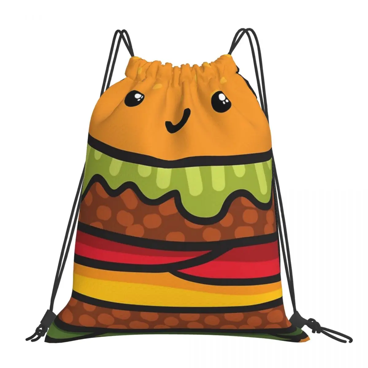 

Cute Burger. Hamburger Fast Food Drawstring Bags Multi-function Portable Backpacks Drawstring Bundle Pocket Sports Bags