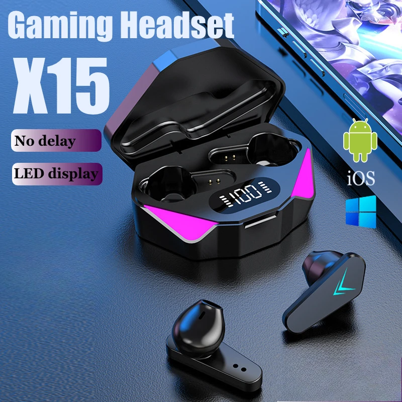X15 TWS Игровые наушники Беспроводные Bluetooth с микрофоном Бас Аудио Позиционирование