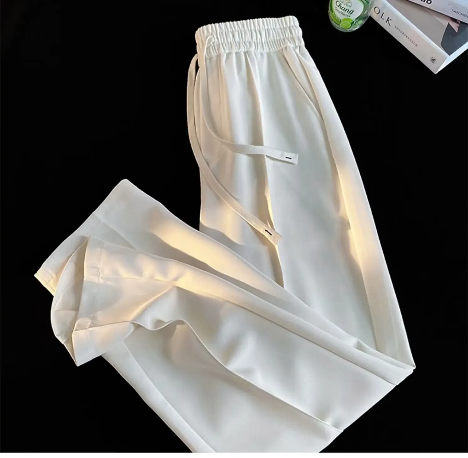 Мужские повседневные Прямые брюки с широкими штанинами драпированные