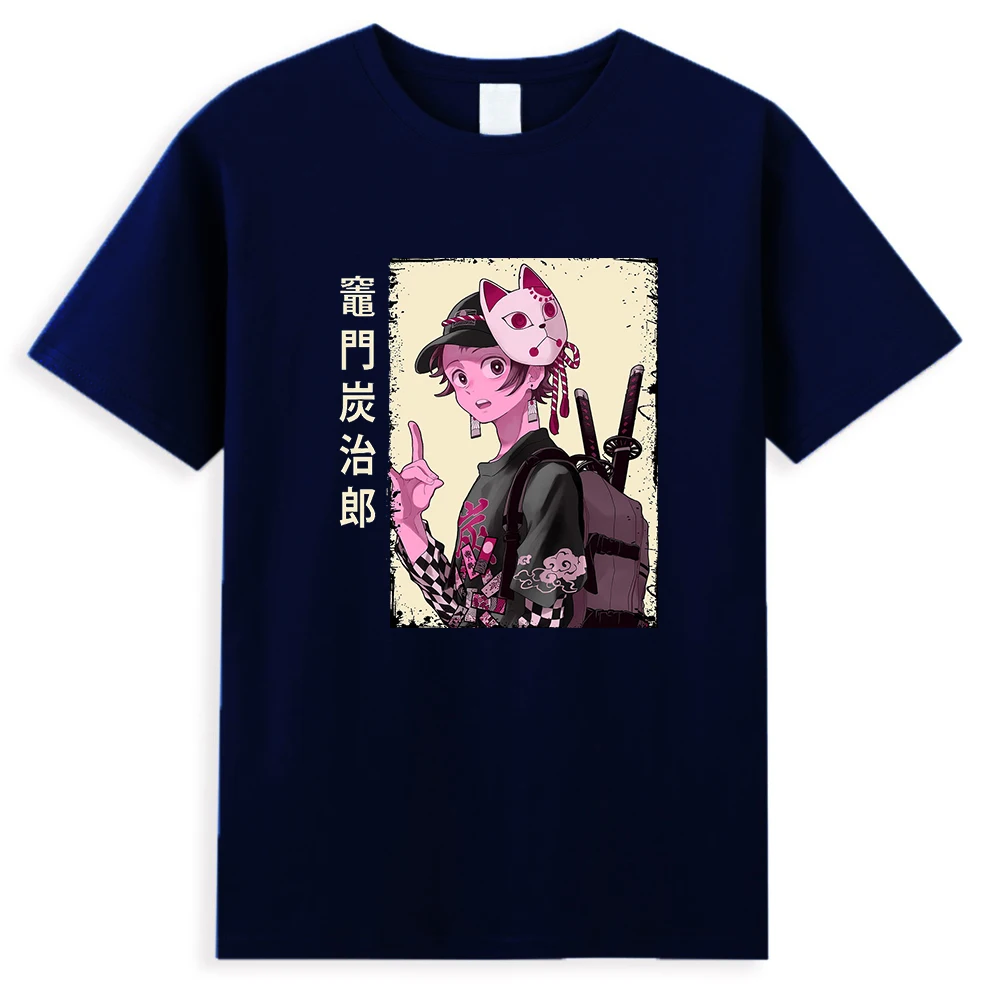 

Demon Slayer Cartoon Poster T Shirts Male Y2K Harajuku Tee Cotton Short Sleeve Top Tees Summer Oversize Men Women Unisex T-Shirt