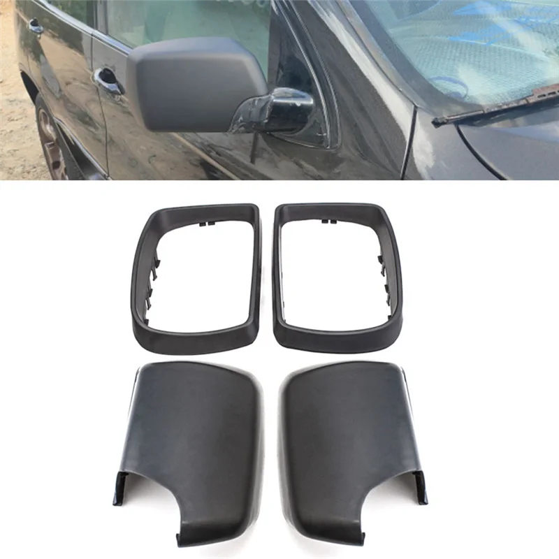 

Car Black Rearview Mirror Cover Shell Side Mirror Caps with Frame Replacement for-BMW E53 X5 2000-2006 Left