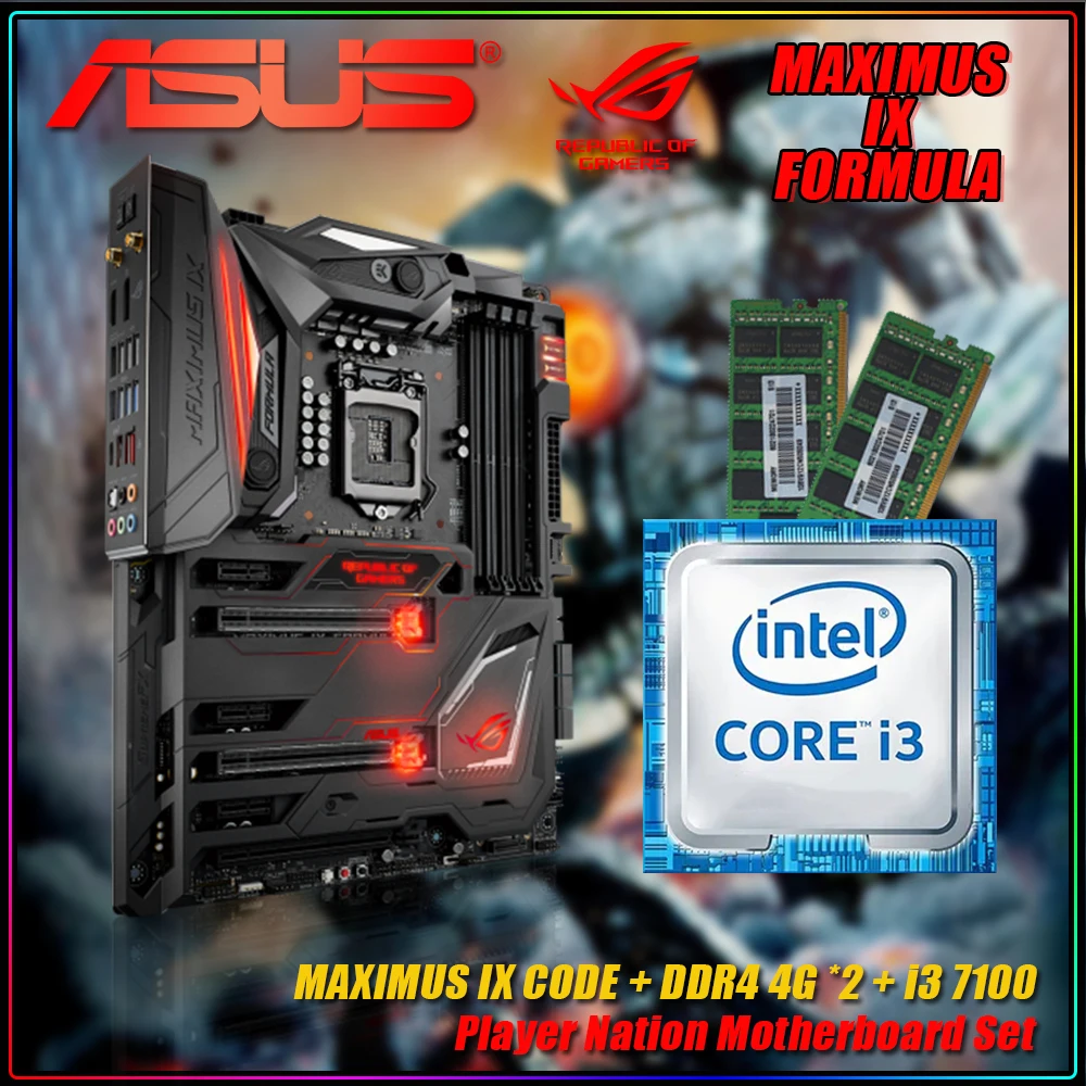 

LGA 1151 материнская плата ASUS ROG MAXIMUS IX код + Core i3 7100 + DDR4 4G * 2, Z270 Bluetooth 4,2 комплект материнской платы, с комплектом ЦП