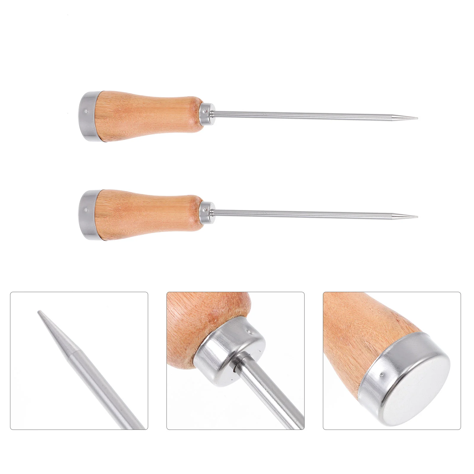 

2 Pcs Ice Pick Japanese Tools Wooden Handle Stainless Steel Maker Simple Chipper Rustproof Breaking