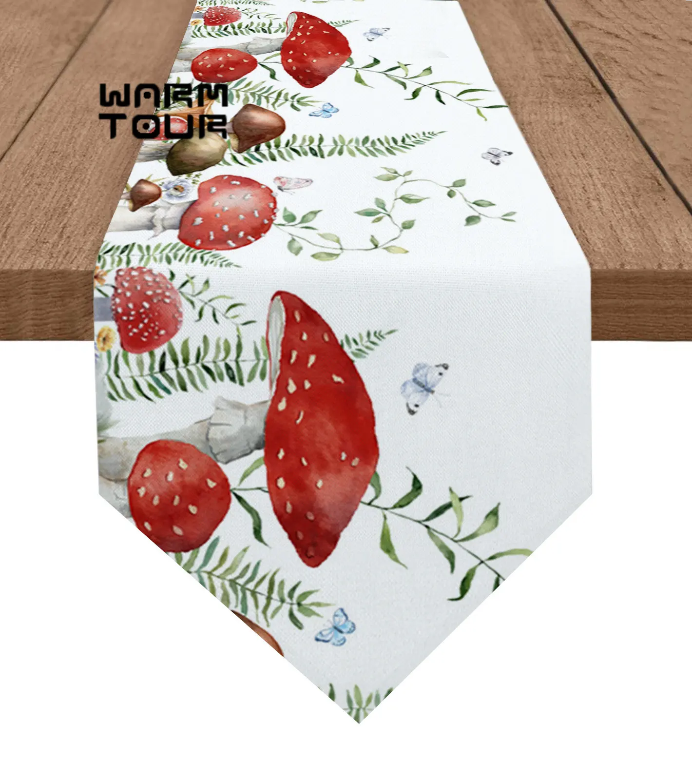 

Настольная дорожка в виде грибов, зеленых растений, бабочек, свадебные праздничные украшения для обеда, настольная Обложка, кофейная столовая