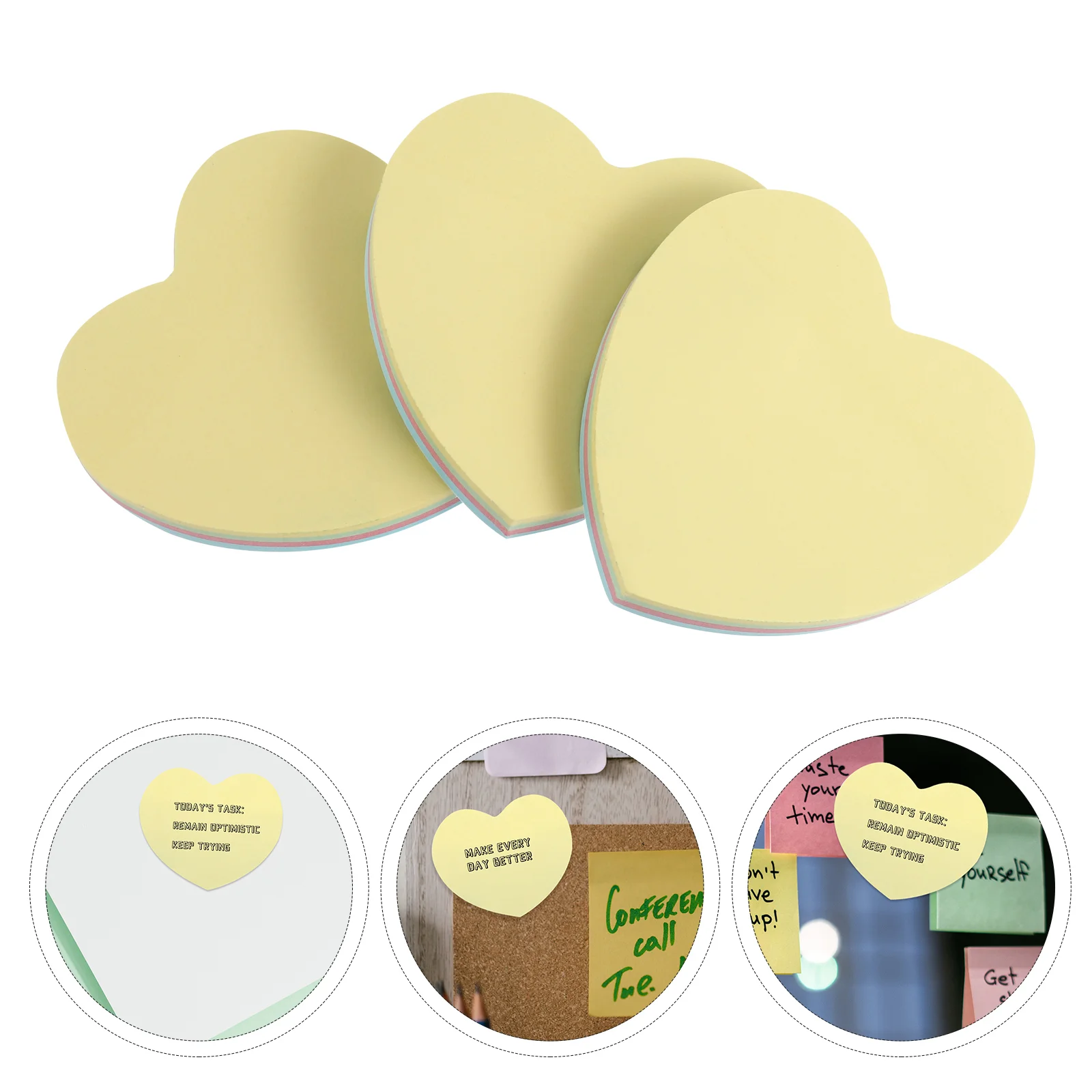 

3PCS Heart-Shaped Post Memo Sticky Pads for Home Study Office