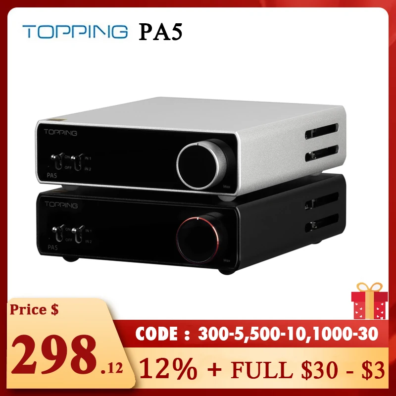 

TOPPING PA5 Power Amplifier 140W*2 125W*2 Fully Balanced Amplifier Hi-Res Audio For Topping E50 L50 D10Balanced