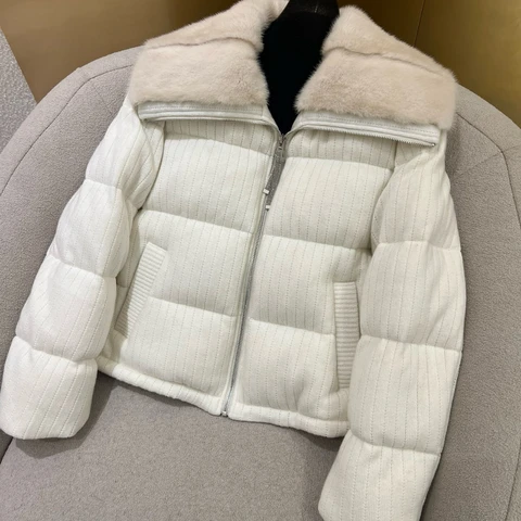 Роскошная импортная дания кашемировая куртка с норковым воротником