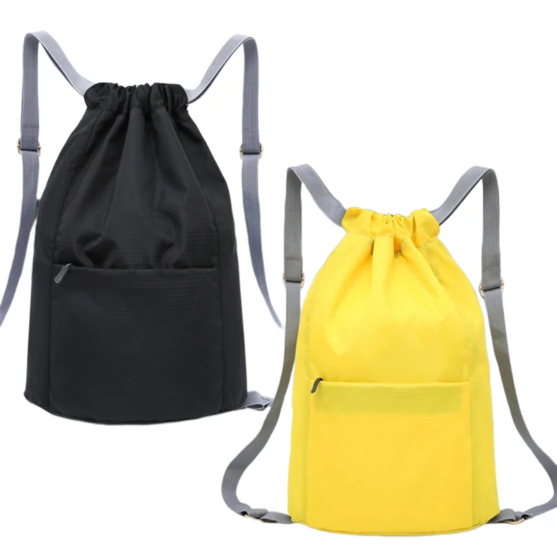 

Waterproof Foldable Drawstring Backpack Lightweight Simple Outdoors Camping Beach Swimming Sports Bags Durable Nylon Yoga Bags