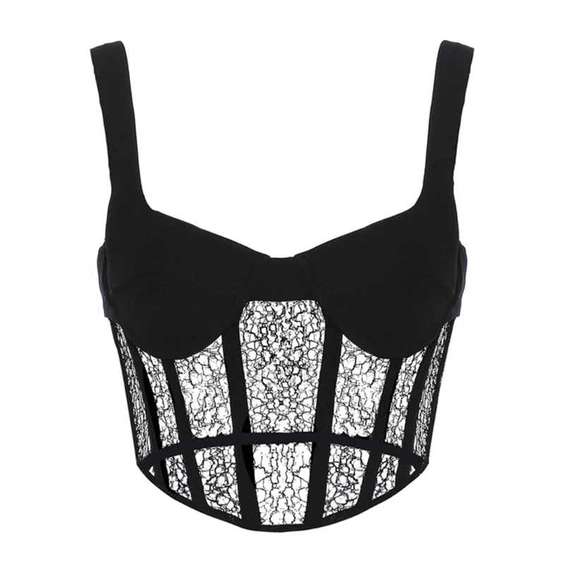 

Женское сексуальное бюстье без рукавов, бюстгальтер без косточек, ажурный кружевной корсет, укороченные топы