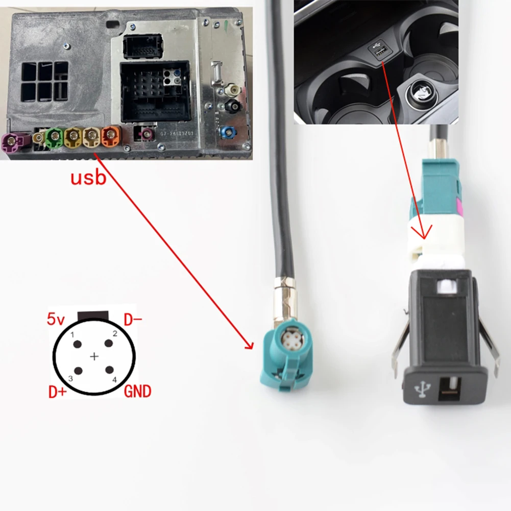 

Интерфейсный USB-кабель для BMW EVO для NBT хост USB-кабель 2,2*2,2 см 4-контактный соединительный кабель к автомобильному переключателю USB-кабель жгута проводов