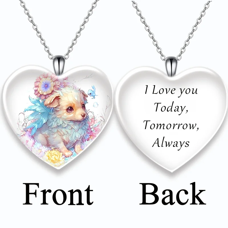 

Men and women fashion jewelry love crystal pendant necklace puppy necklace