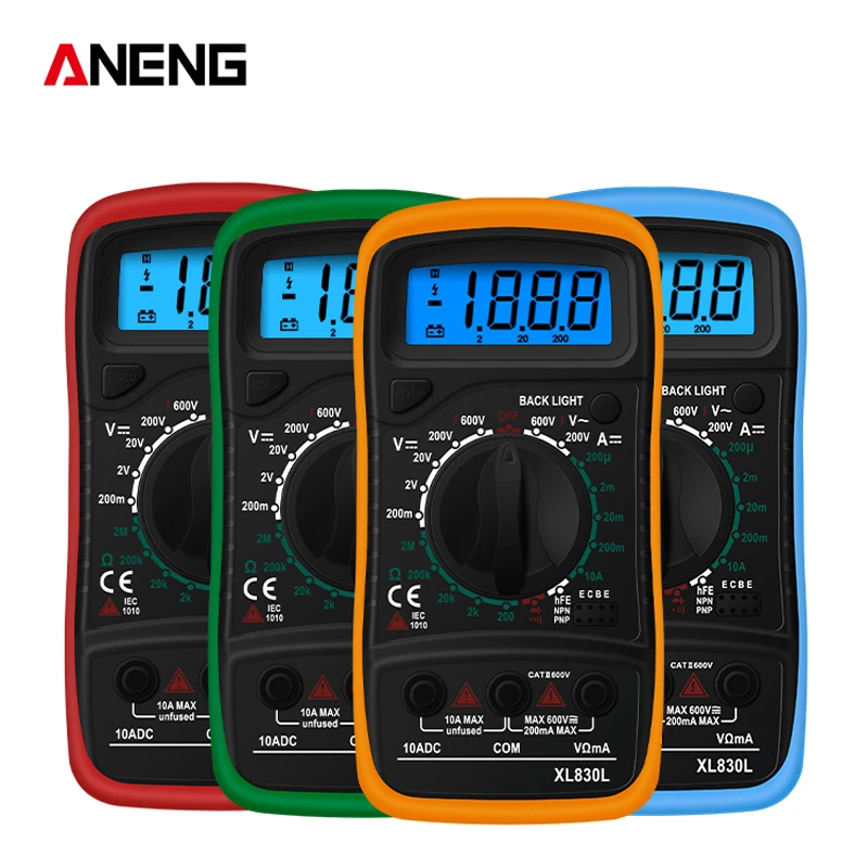 

ANENG XL830L Handheld Digital Multimeter LCD Backlight Portable AC/DC Ammeter Voltmeter Ohm Voltage Tester Meter Multimetro