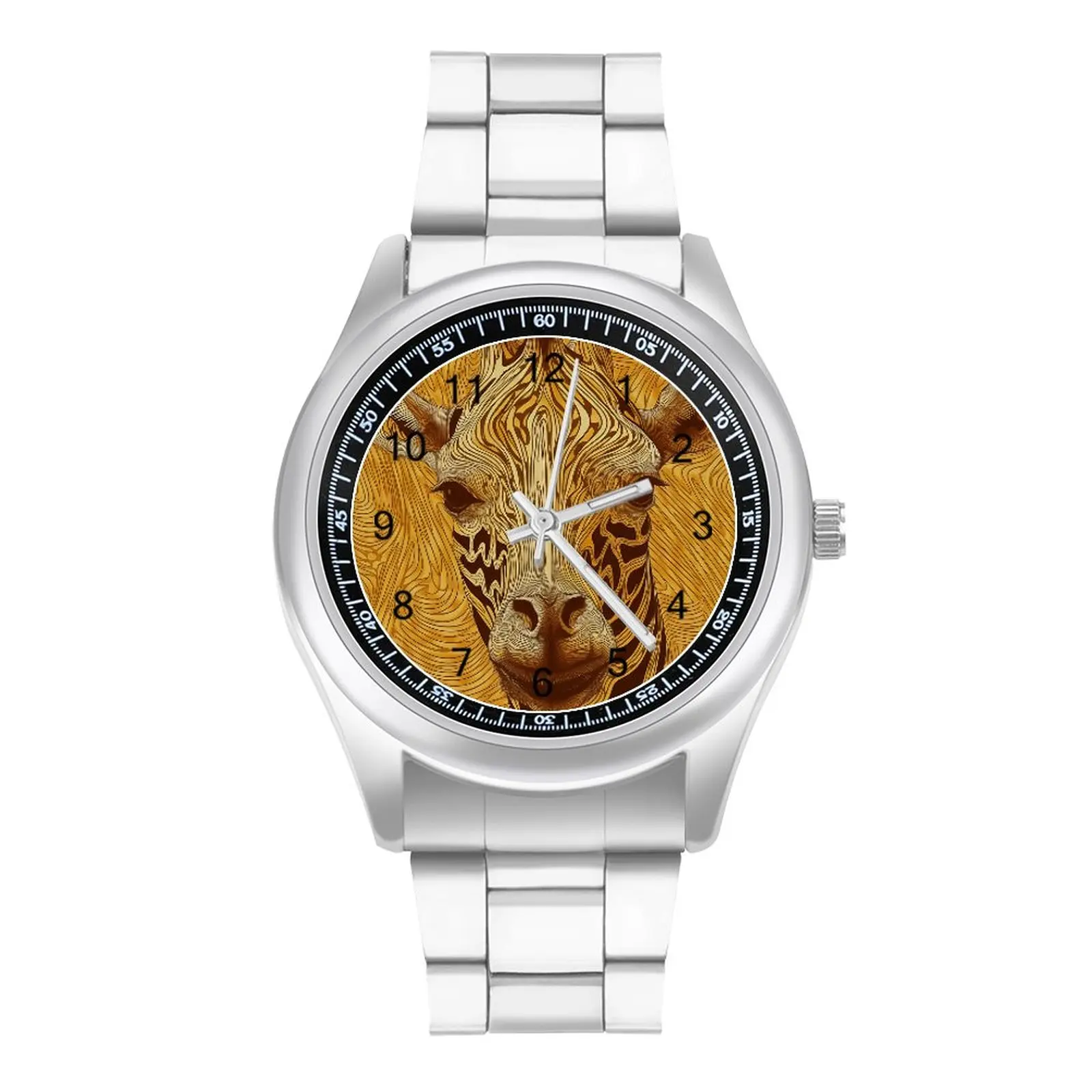 

Giraffe Quartz Watch Portraits Neon Wavy Lines Steel Design Wrist Watch Girl Spring Unusual New Wristwatch