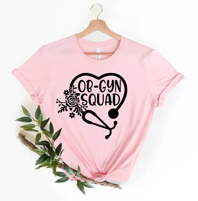 Ob-Gyn Squad Shirt Floral Stethoscope  Nurse Obstetrician Gynecologist Shirts Nurse Gift for 100%cotton Streetwear Drop shipping