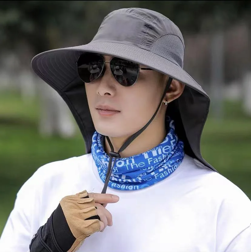 

Sunscreen hat men and women summer sun hat outdoor mountain climbing sun hat breathable fisherman hat shawl straw hat