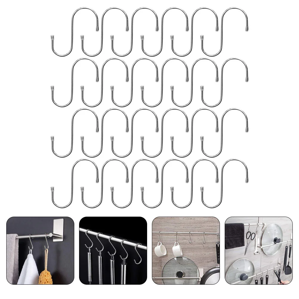 

50 Pcs Stainless Steel Hook Kitchen Towel Metal Hooks Flower Pot Door Hanger Hats Household Hanging Multipurpose Clothes