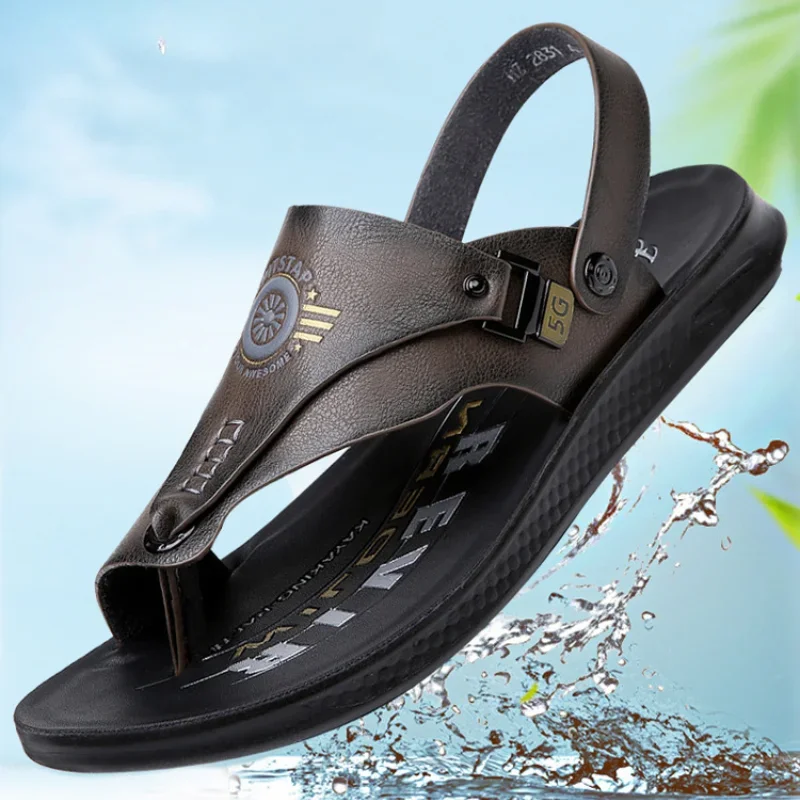 Сандалии мужские Нескользящие пляжная обувь шлепанцы Повседневные тапочки