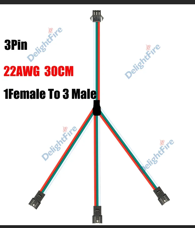 

Разветвитель DelightFire 3-контактный SM JST 30см 5V 12V