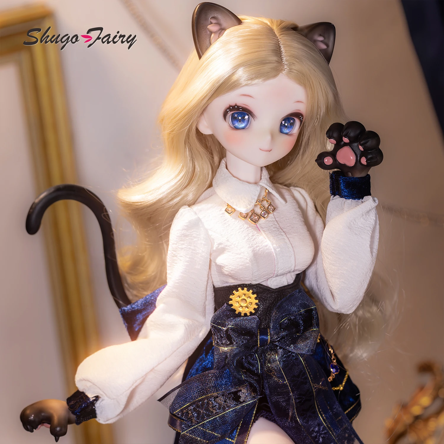 Фото Кукла BJD ShugaFairy Xingxing C D 1/4, полный комплект из смолы, ручная работа, винтажный стиль, с декором в виде драгоценных камней, в образе благородного кота-вора, шарнирная кукла №4