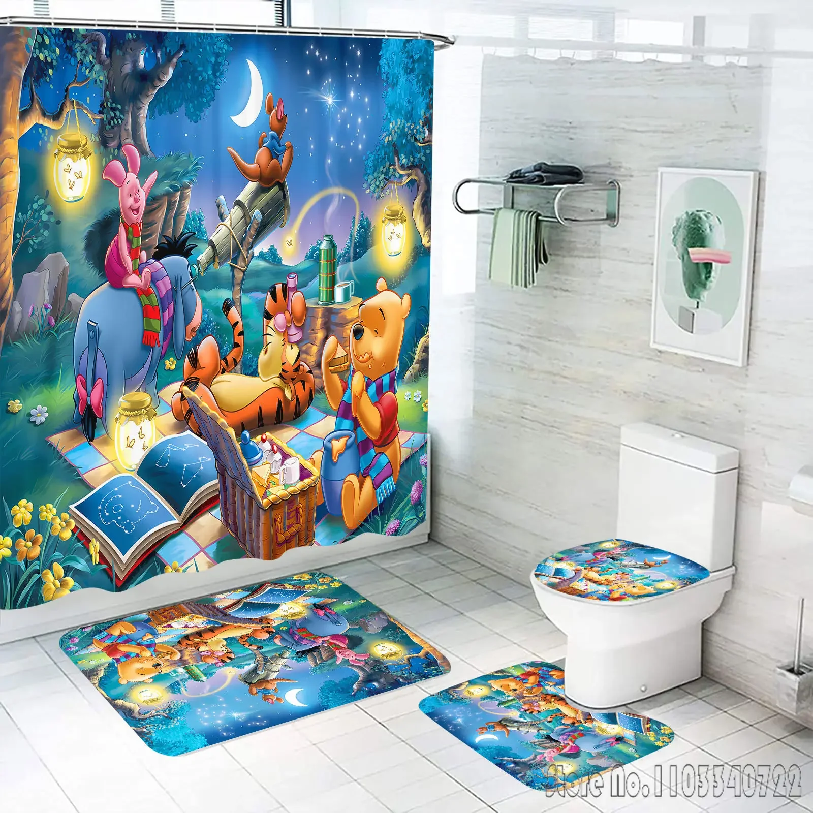 Водонепроницаемая душевая занавеска с крючками 4 шт.