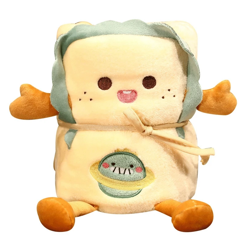 

Cartoon Toast Plush Roll Blanket Office Nap Bread Flannel Blanket Air Conditioner Single Person Can Store Blanket