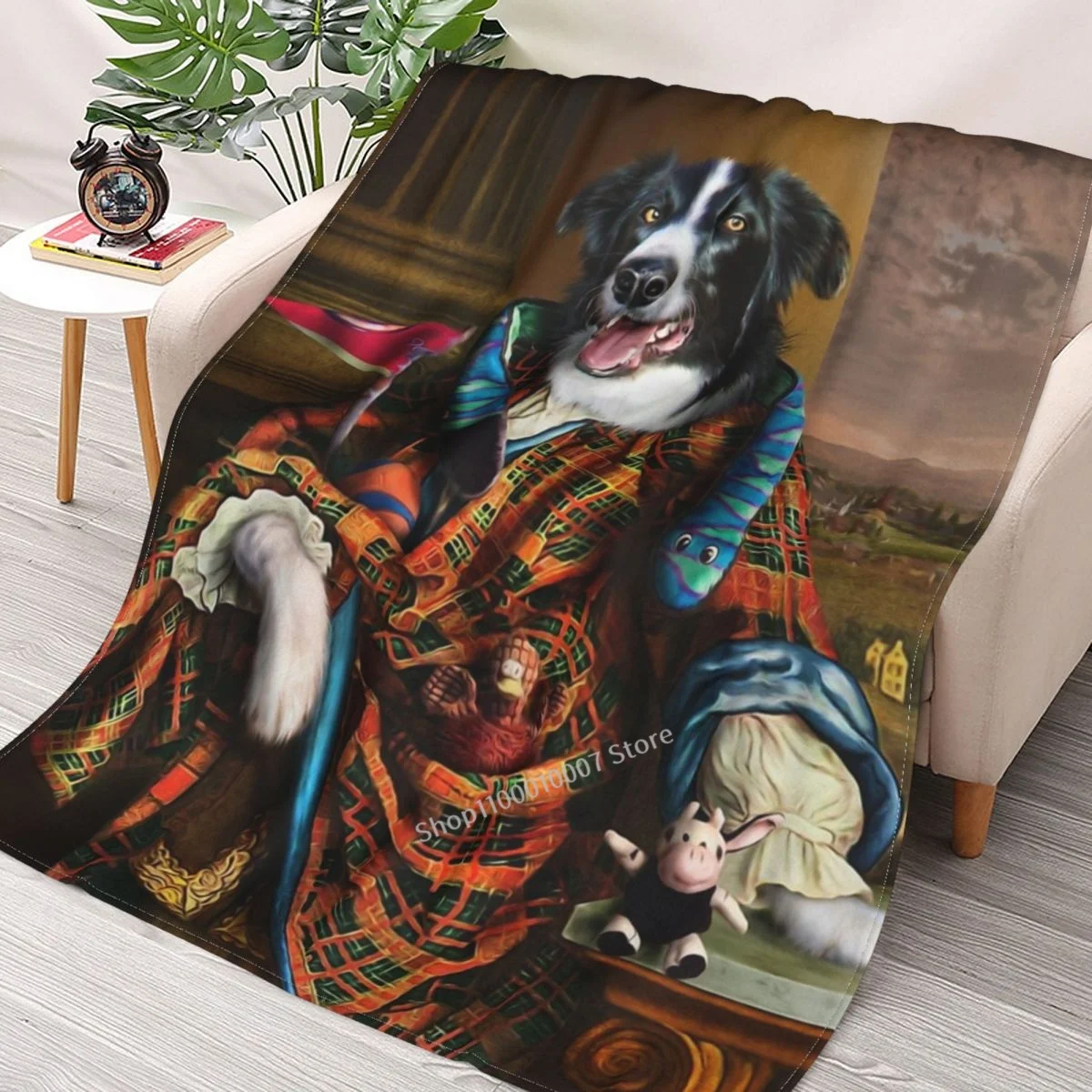 

Border Collie Dog Portrait - Mic Throw Blanket 3D printed sofa bedroom decorative blanket children adult Christmas gift
