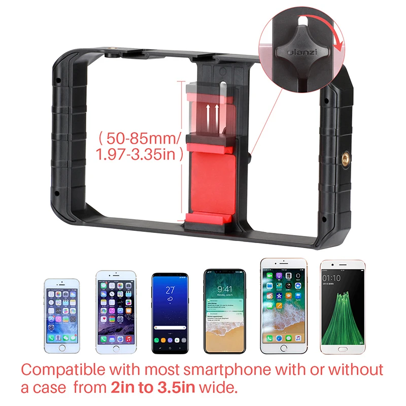 Smartphone Video Rig Recording Cell Phone Stabilizer Tripod Holder Compatible with iPhone and Smart Phones
