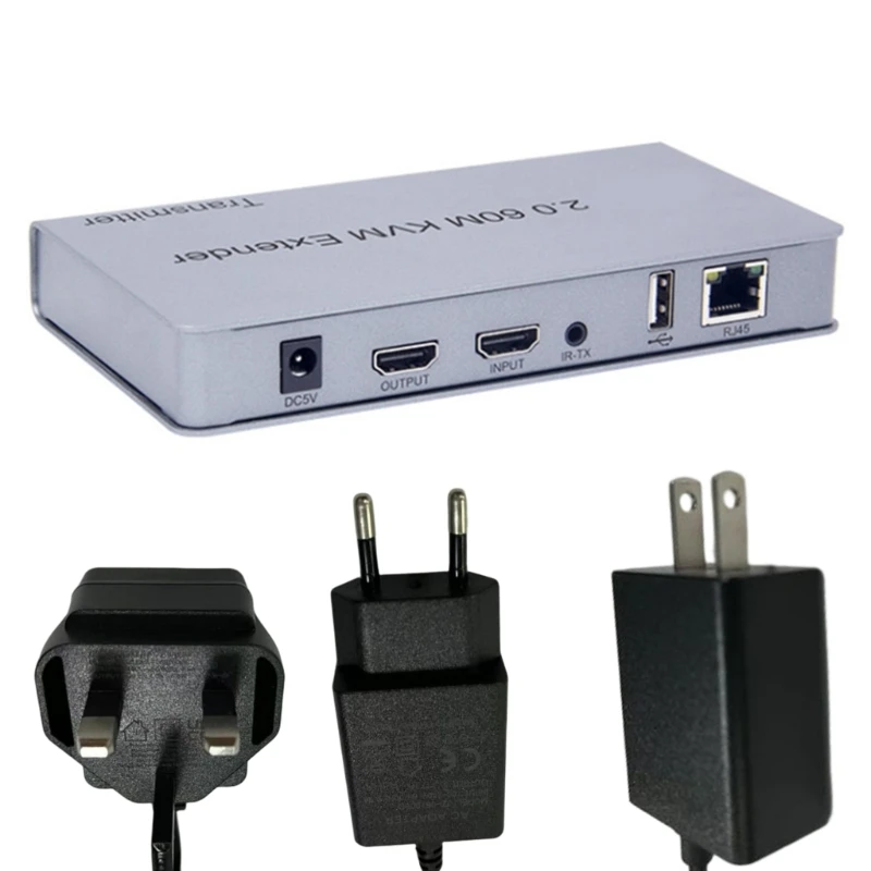 

Portable USB Extender Over Cat5e/6 196ft/60M Zero-Latency Plug-&Play- Keyboards & Mouse USB Over Ethernet EU-/UK/US