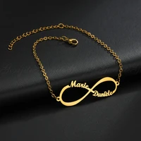 personalized name bracelet stainless steel gold color chain infinity charm bracelets custom jewelry gift for women girls