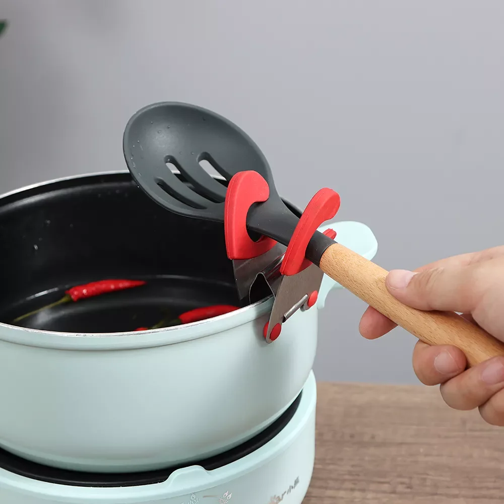 

NEW2023 Kitchen Tools Stainless Steel Spoon Holder Silicone Pot Clip Wooden Support Spoons Dish Clamp Stand Hot Pan Bowl Swan Gr