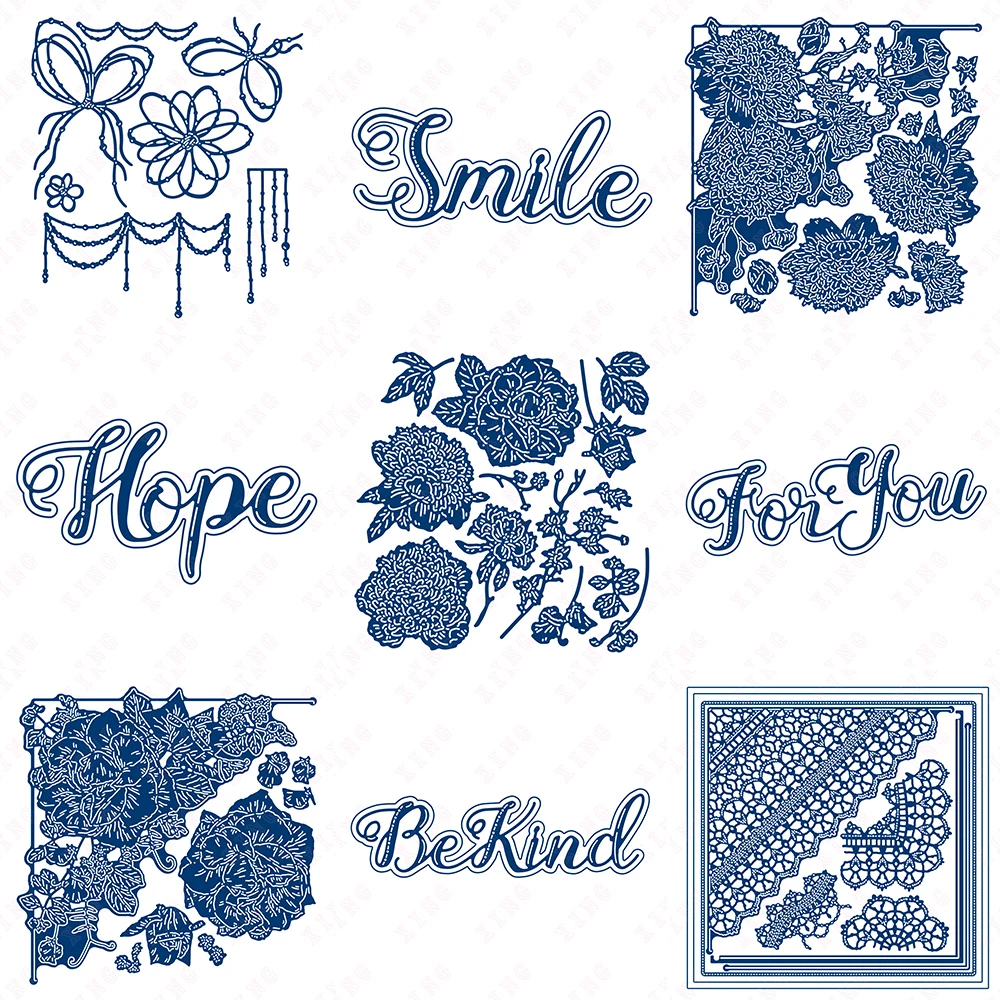 

Diy for You Smile Be Kind Hope Bouquet Tuck in Dreams New Decor Embossing Entwined Bountiful Cluttered Corner Card Shape Die Set