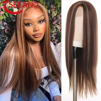 seeano synthetic lace front wig glueless lace wigs red pink straight wigs hair for black women