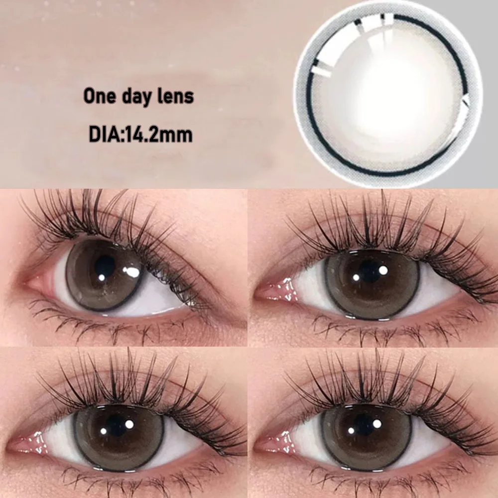 

YIMEIXI 10Pcs Daily Color Contact Lenses Daily Disposable for Eyes With Diopter Myopia -0.00 to -8.00 Beauty Pupils Lenses