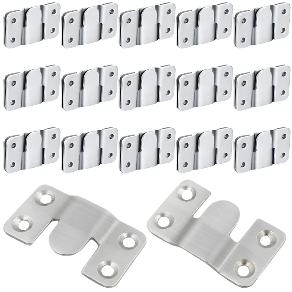 

16 Pairs Mountain Buckle Heavy Duty Brackets Interlocking Hooks Tool Keyhole Bracket Stainless Steel Picture Hanger Mirror Mount