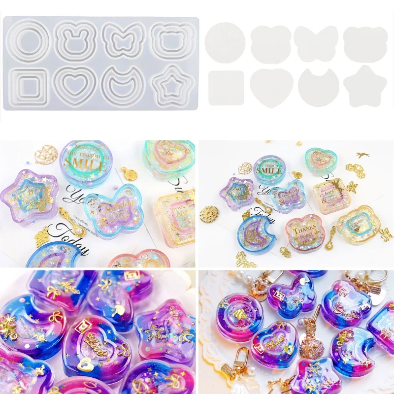 

Double Layer Keychain Mold DIY Pendant Jewelry Epoxy Resin Crafting Molds H8WF