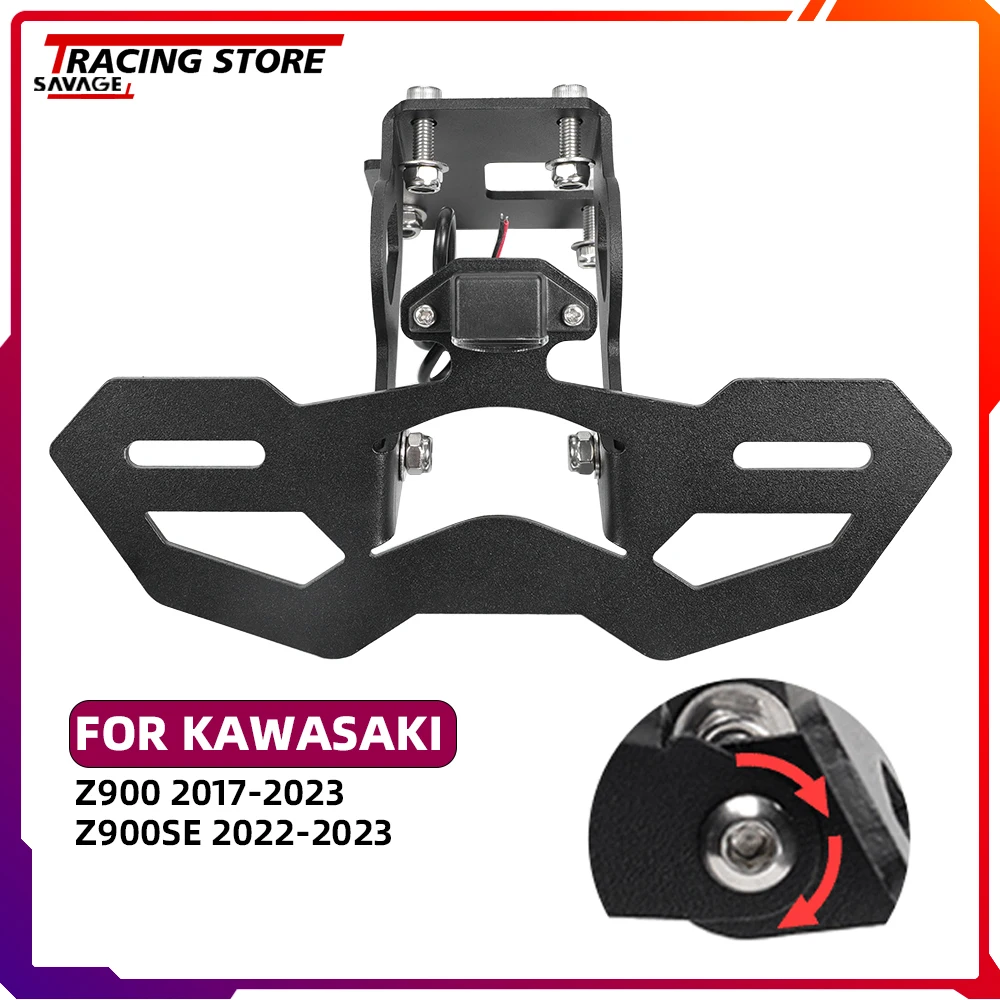 

For KAWASAKI Z900 Adjustable License Plate Holder LED Light Z900SE Motorcycle Accessories Tail Tidy Rear License Plate Z900 SE