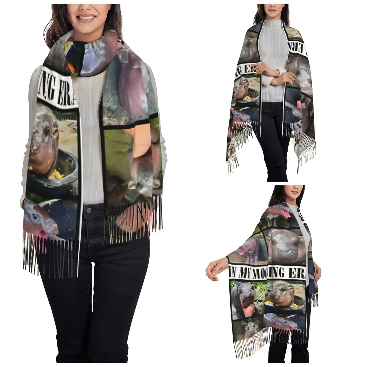Женский шарф с кисточкой в моем МОО Денг Эра Длинная зимняя теплая шаль и