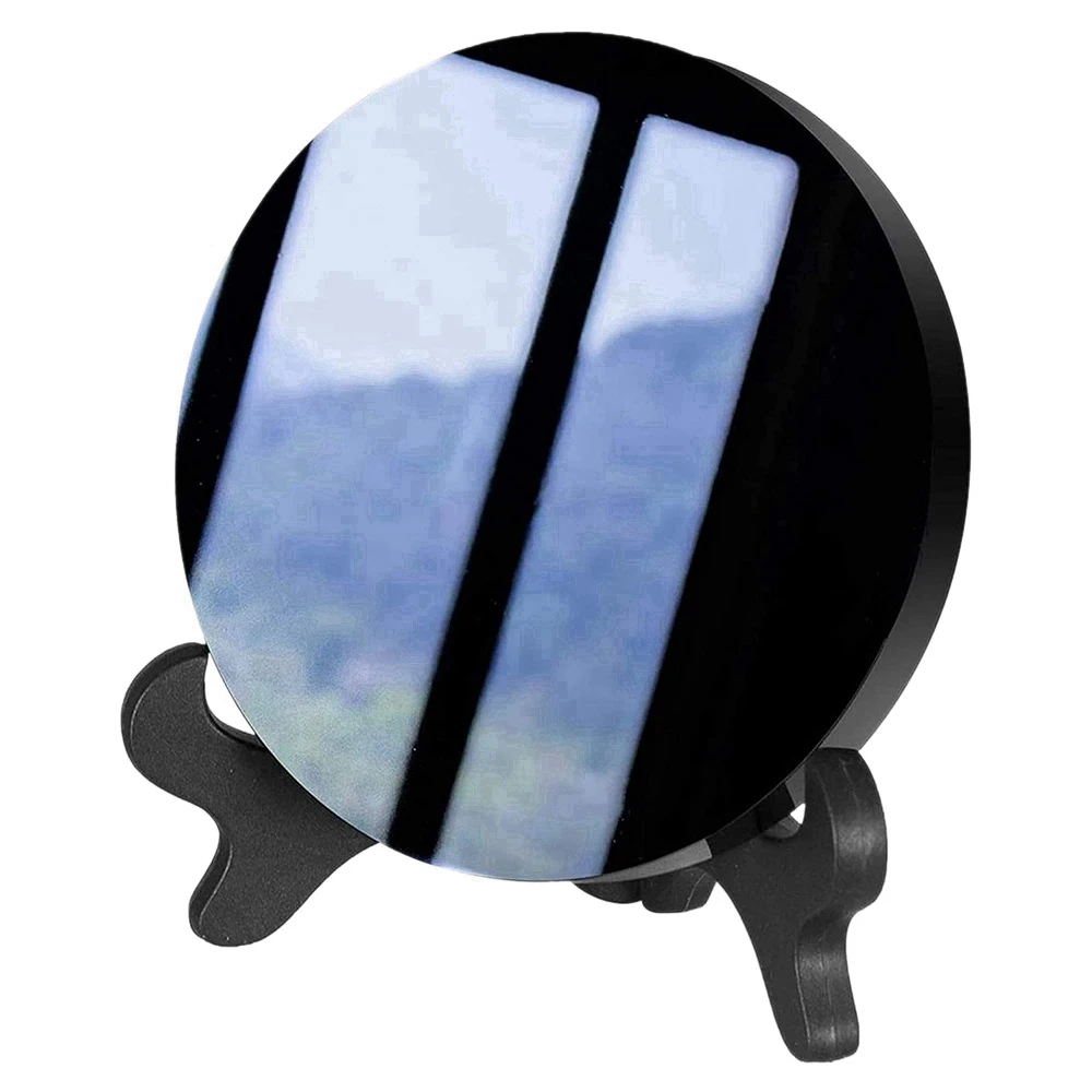 

Обсидиан с подставкой фэн-шуй, Гладкий натуральный кристалл, украшение для дома, собирает богатство и правду Qi, 80 мм