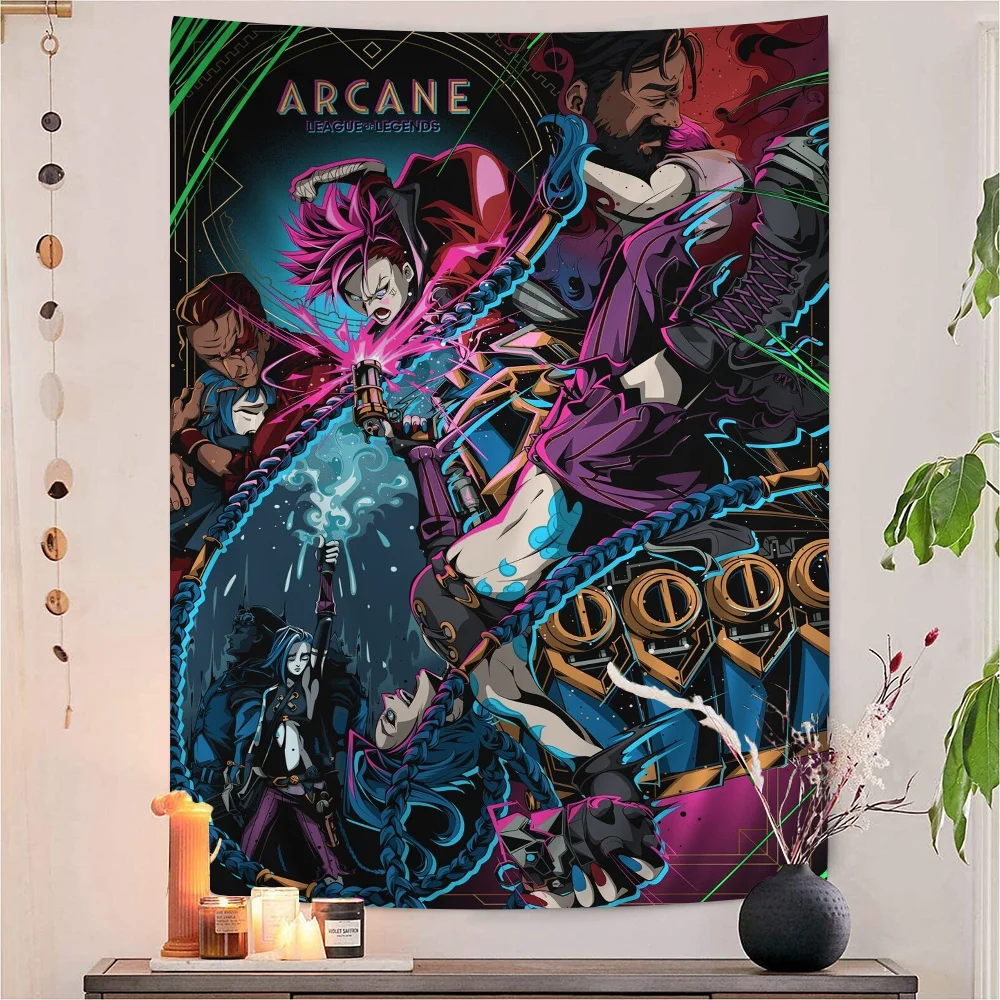 Arcane Jinx L-Lols Cartoon Tapestry For Living Room Home Dorm Decor INS