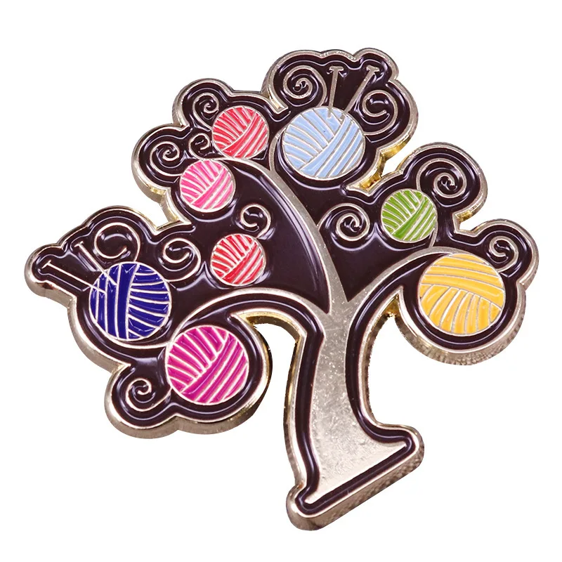 

Colorful Yarn Tree Enamel Pin Wrap Clothes Lapel Brooch Fine Badge Fashion Jewelry Friend Gift