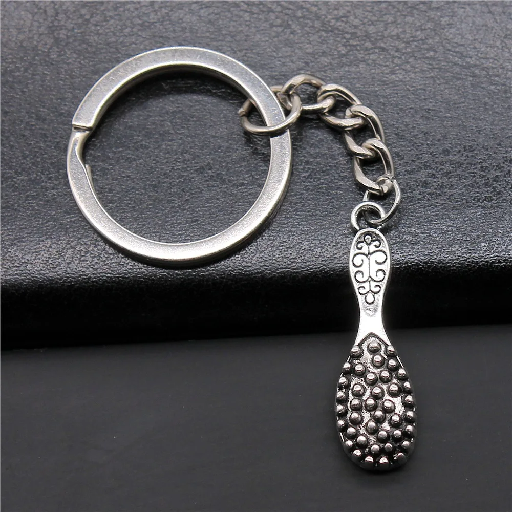 

Souvenirs Gift DIY Metal Keychain Holder Antique Silver Color 10x33mm Comb Pendant Keyring