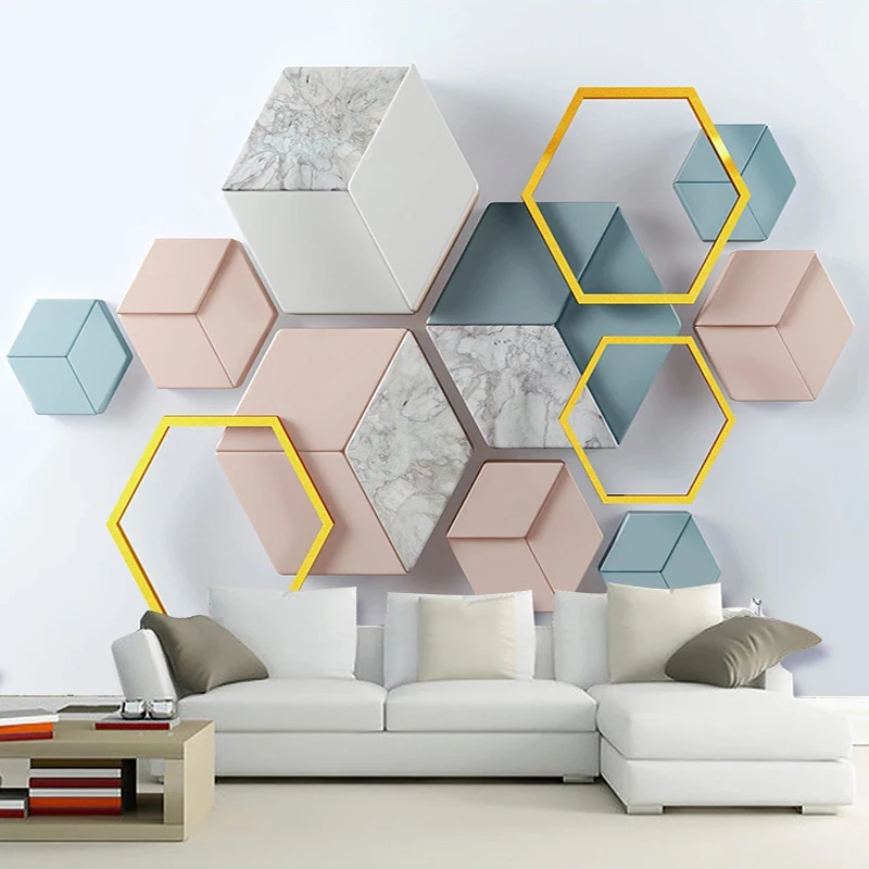 

Modern 3D Stereo Geometric Marble Wallpaper Living Room TV Sofa Bedroom Home Decor Wall Paers For Walls 3 D Creative Wallpapers