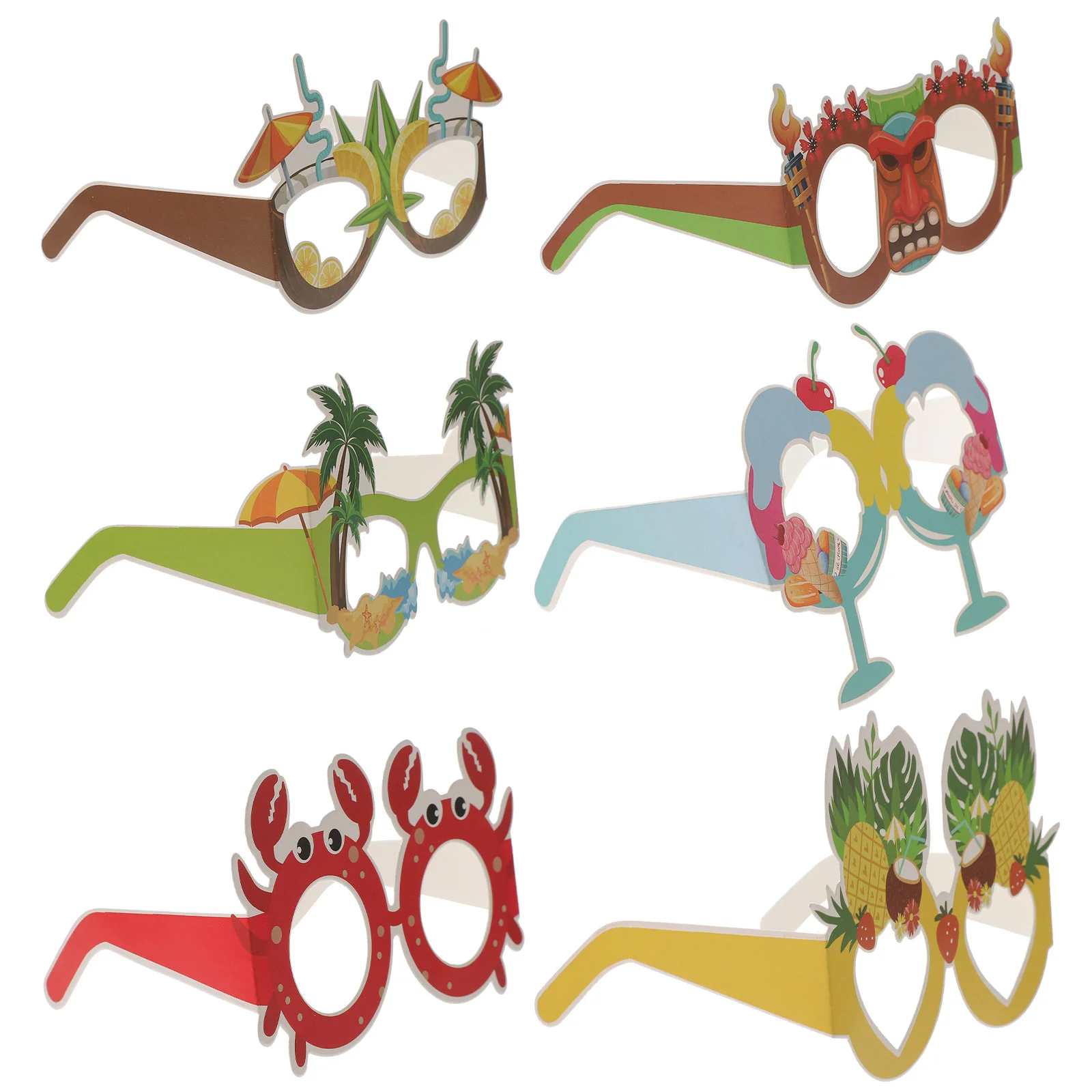 

12 Pcs Hawaiian Paper Glasses Party Eyeglasses Summer Gifts Novelty Frames Kids Funny Decor Favors For