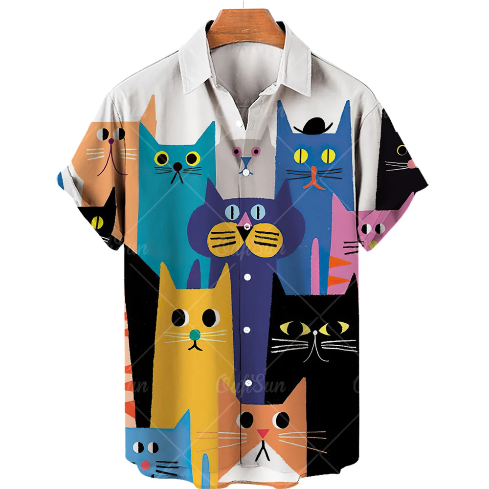 

Spring And Summer, Men'S And Women'S Outdoor Beach Shirts, 3d Printing, Color Cat Element Series, Leisure Sports, Street, Jacket