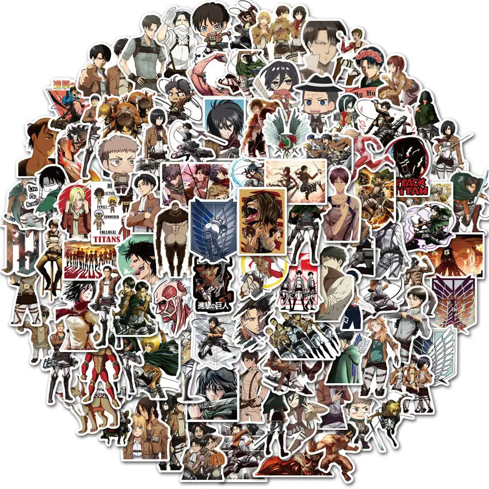

10/50/100pcs Attack on Titan Sticker Anime Icon Animal Stickers Gifts for Children to Laptop Suitcas Bicycle Car PVC Sticker