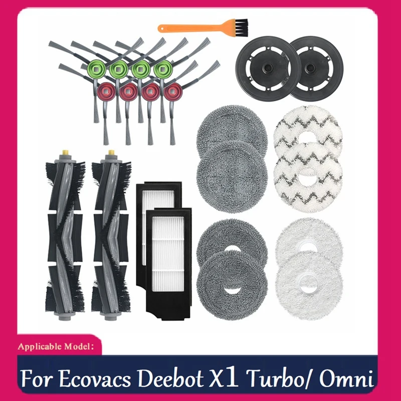

23Pcs Replacement Accessories For Ecovacs Deebot X1 Turbo/ Omni Robot Vacuum Cleaner Main Side Brush Mop Cloth Filter