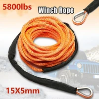 5800lbs 12 strand string 5mmx15m truck boat emergency replacement car outdoor accessories synthetic winch rope cable atv utv