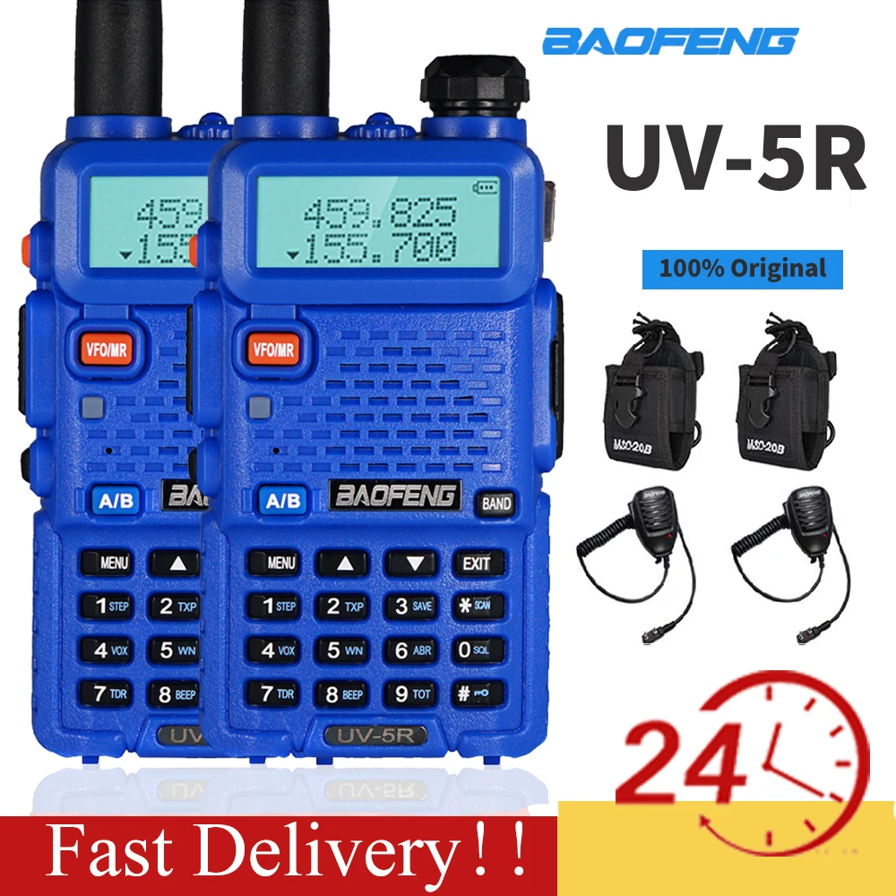 Original Baofeng UV 5R Blue 10KM CB Ham Radio Station Two-way Amateur VHF Powerful 5W UV-5R Walkie-talkie Hunting Radios