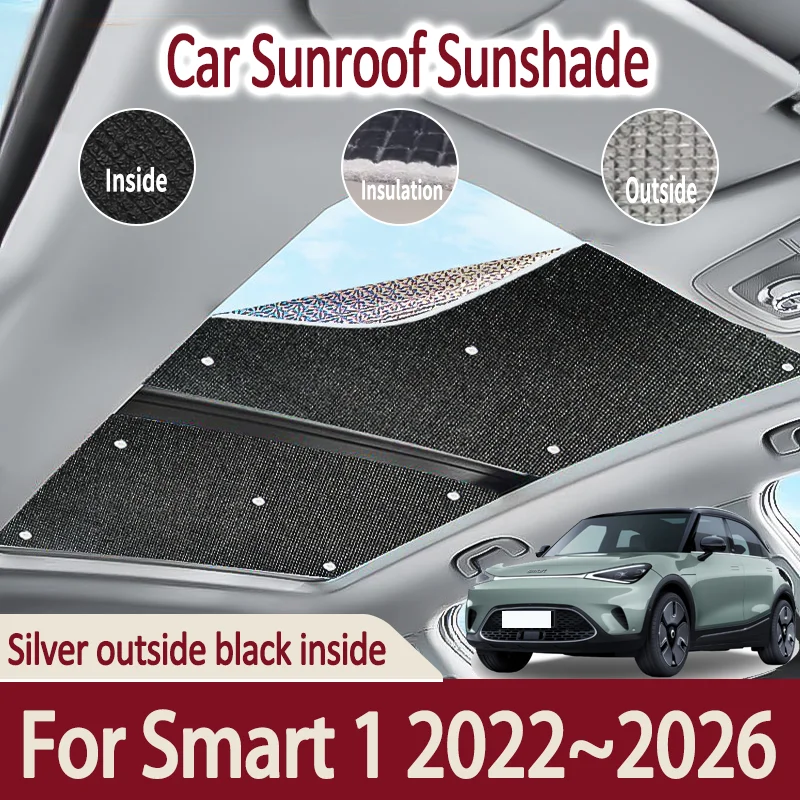 Фото Автомобильные солнцезащитные козырьки на крыше для Smart 1 2022 ~ 202226 2023 2024 2025 MK1, солнцезащитный крем на крыше с автоматическим люком, теплоизоляция, аксессуары с защитой от УФ-лучей №1